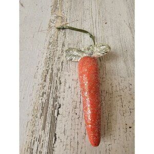 Plaster Easter carrot ornament glitter shabby chic as is tree spring decor